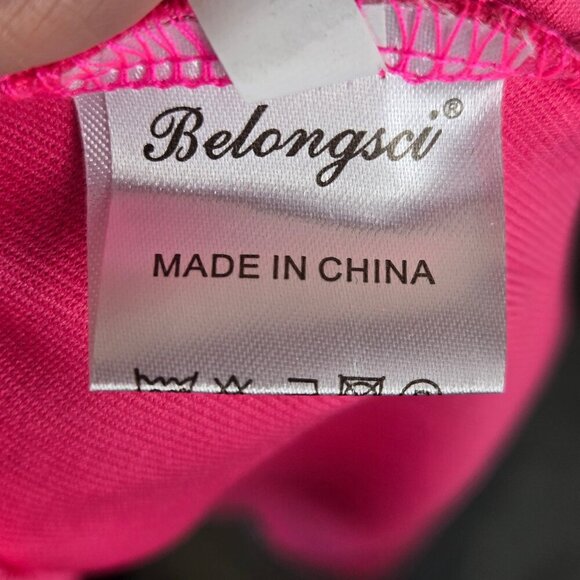 Belongsci Size Small Bright Pink Fit & Flare Dress Sleeveless Cutouts at Waist - Picture 9 of 12